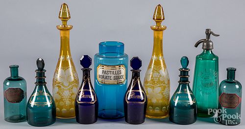Group of colored glass, 19th/20th c.