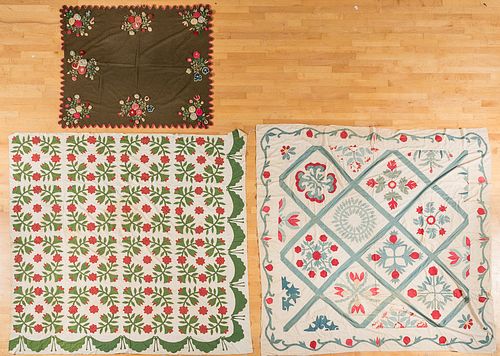 Applique quilt tops & crewel work table cover