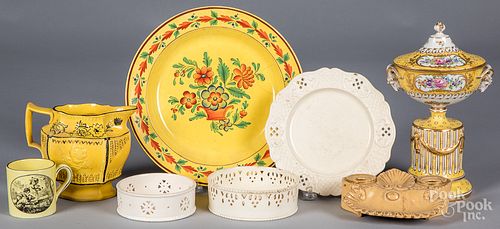Group of canary yellow porcelain, 19th and 20th c.