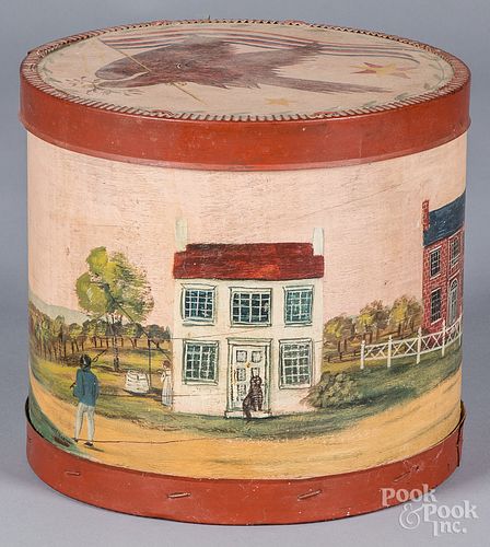 Lew Hudnall, Ohio painted covered bandbox canister