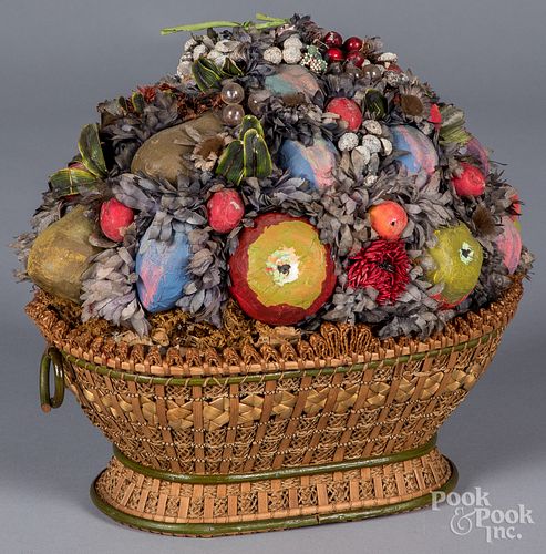 Good woven centerpiece fruit basket, ca. 1900