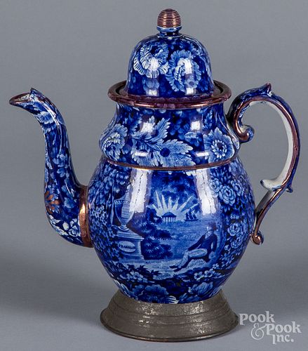 Historical Blue Staffordshire coffee pot