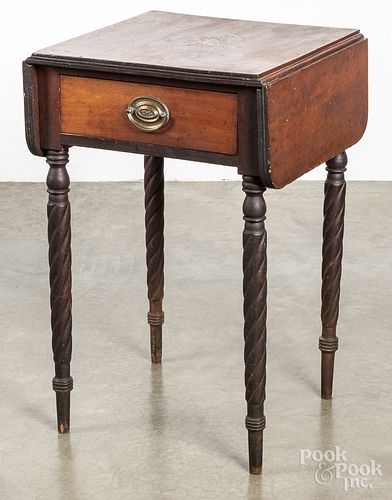 Sheraton walnut one drawer stand, ca. 1815