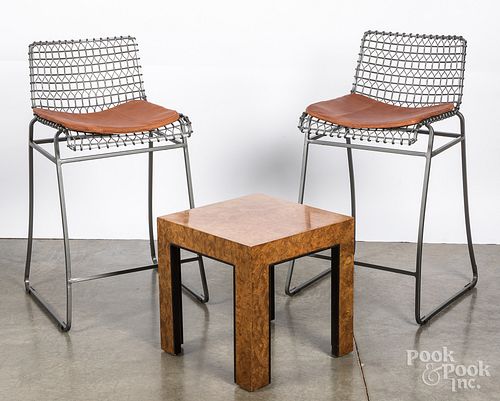 Pair of modern bar stools, etc.