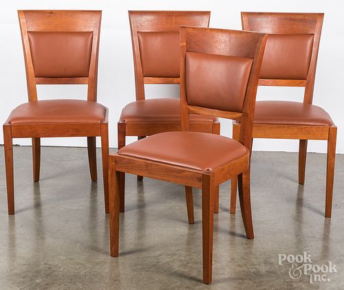 Four Thomas Moser cherry Harpswell chairs.