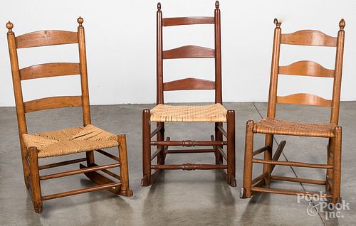 Three ladderback rocking chairs, 19th c.