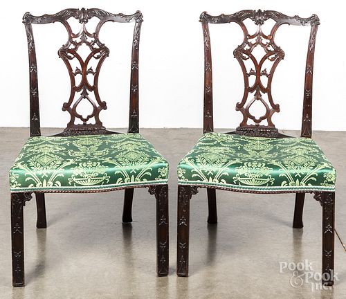 George III style carved mahogany dining chairs
