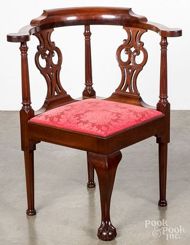 Chippendale style mahogany corner chair.