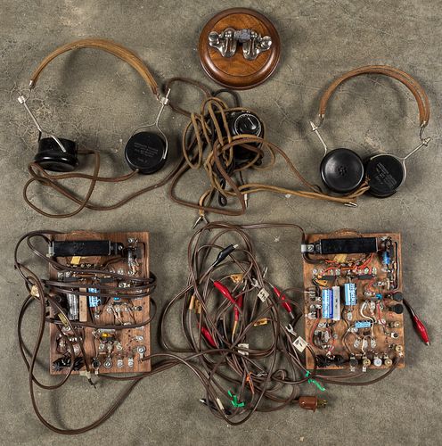Early radio equipment, to include headphones, etc.