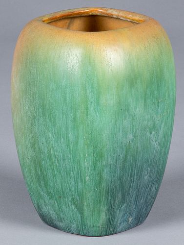 Roseville Erlam art pottery vase, 9" h.