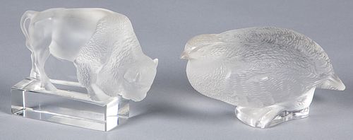 Two Lalique glass animals