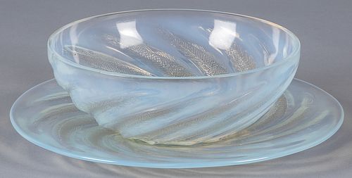 Lalique Poissons bowl and undertray