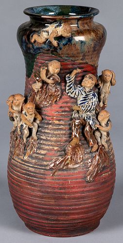 Japanese Sumida Gawa pottery vase