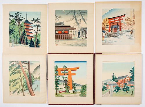 Six Japanese woodblock prints of Kyoto
