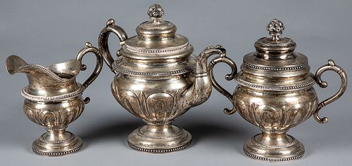 B. Gardiner, New York coin silver tea service