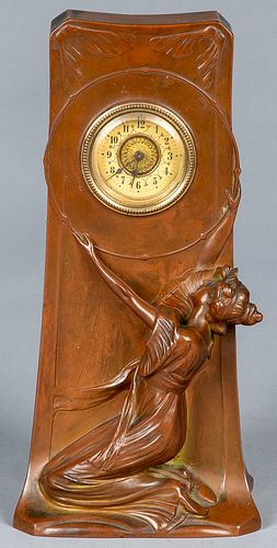 Art nouveau copper clad novelty clock