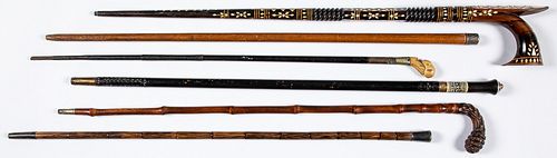 Six walking sticks, 19th and 20th c.