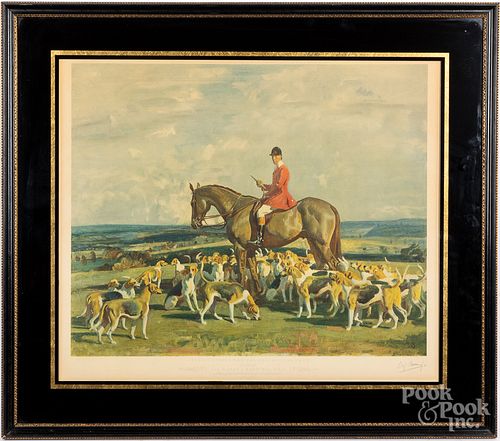 Sir Alfred Munnings signed fox hunt lithograph