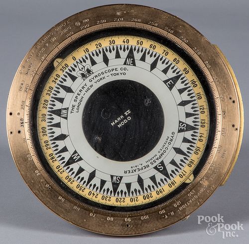 Sperry Gyroscope ship's brass compass, ca. 1900