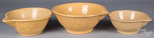 Nest of three yellowware batter bowls, 19th c.