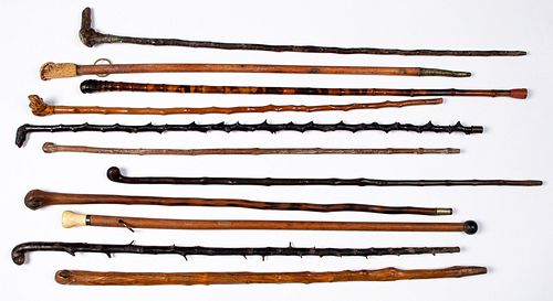 Eleven walking sticks, 19th/early 20th c.