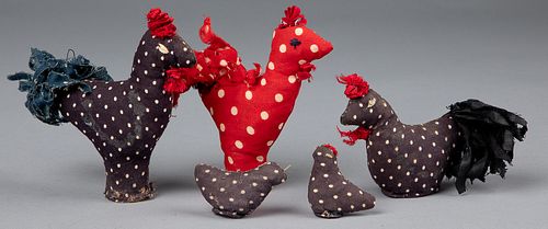 Group of fabric birds sold by Hattie Brunner