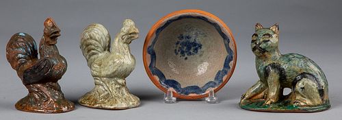 Four pieces of Stahl redware, 20th c.