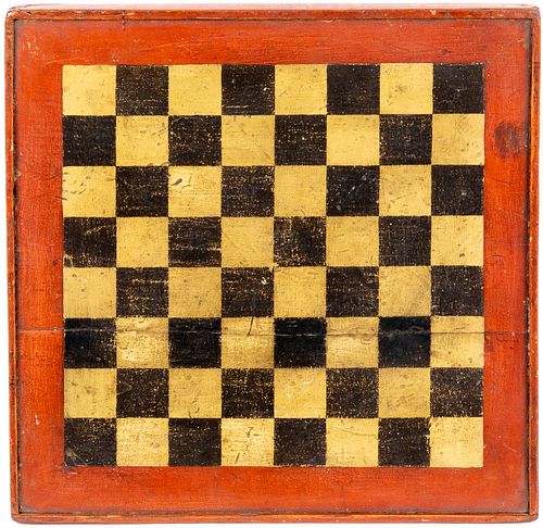 Painted pine gameboard, early 20th c.