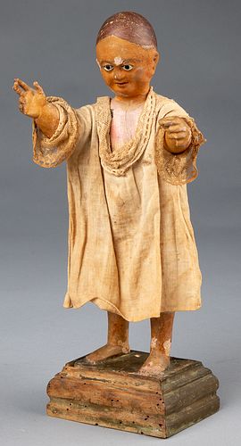 Carved and painted Santo figure, 19th c.