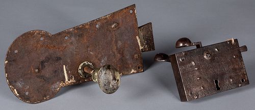Massive wrought iron door lock, ca. 1800