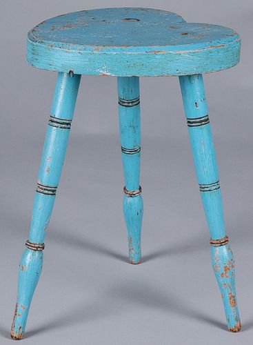 Painted pine heart stool, mid 20th