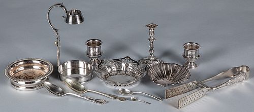 Silver plate, to include a Sheffield taperstick
