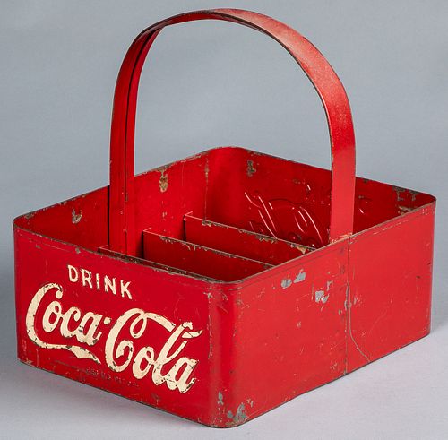 Embossed tin Coca-Cola stadium carrier