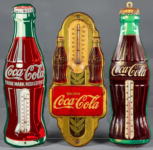 Tin lithograph Coca-Cola advertising thermometer