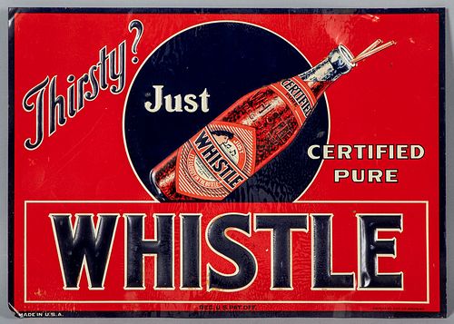 Whistle embossed tin advertising sign