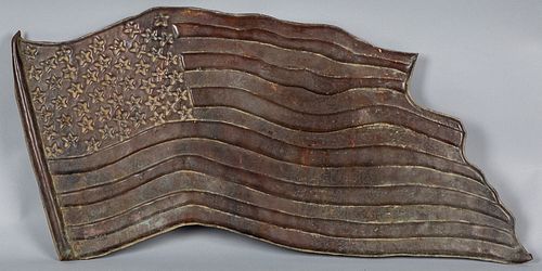 Stamped copper American flag weathervane, 20th c.
