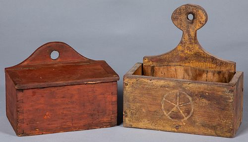 Two painted pine wall boxes, 19th c.