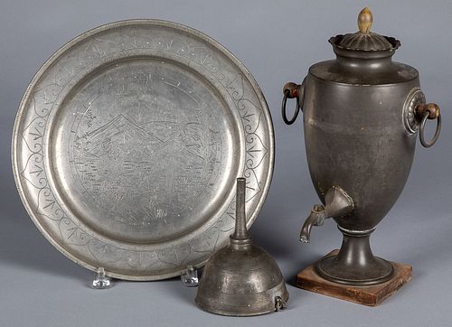 Three pieces of Continental pewter