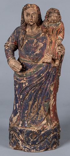 Large Continental carved and painted Santos figure