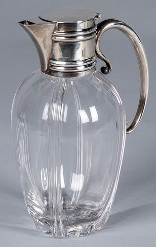 Birmingham sterling silver mounted crystal pitcher