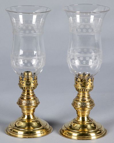 Pair of English brass table lights