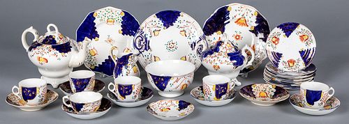 Gaudy Welsh porcelain service, 19th c.