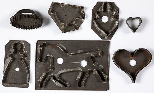 Seven tin cookie cutters 19th c.