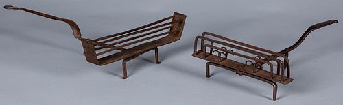 Two wrought iron toasters, 19th c.