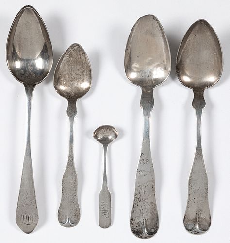 Five coin silver spoons