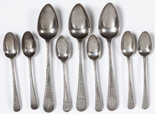 Bright cut silver spoons