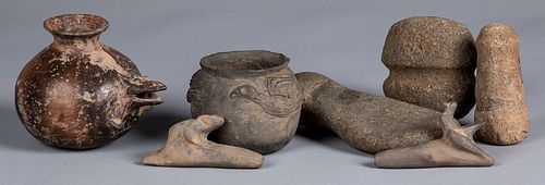 South American native pottery and stone artifacts