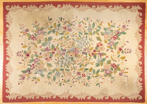 Chinese hooked rug, 12'5" x 9'.