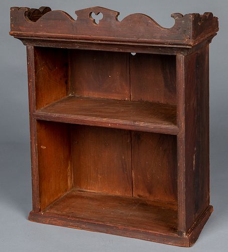 Painted pine hanging cupboard, 19th c.