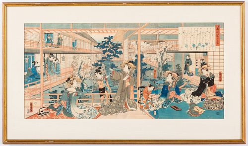 Japanese woodblock triptych by Kunisada Utagawa II